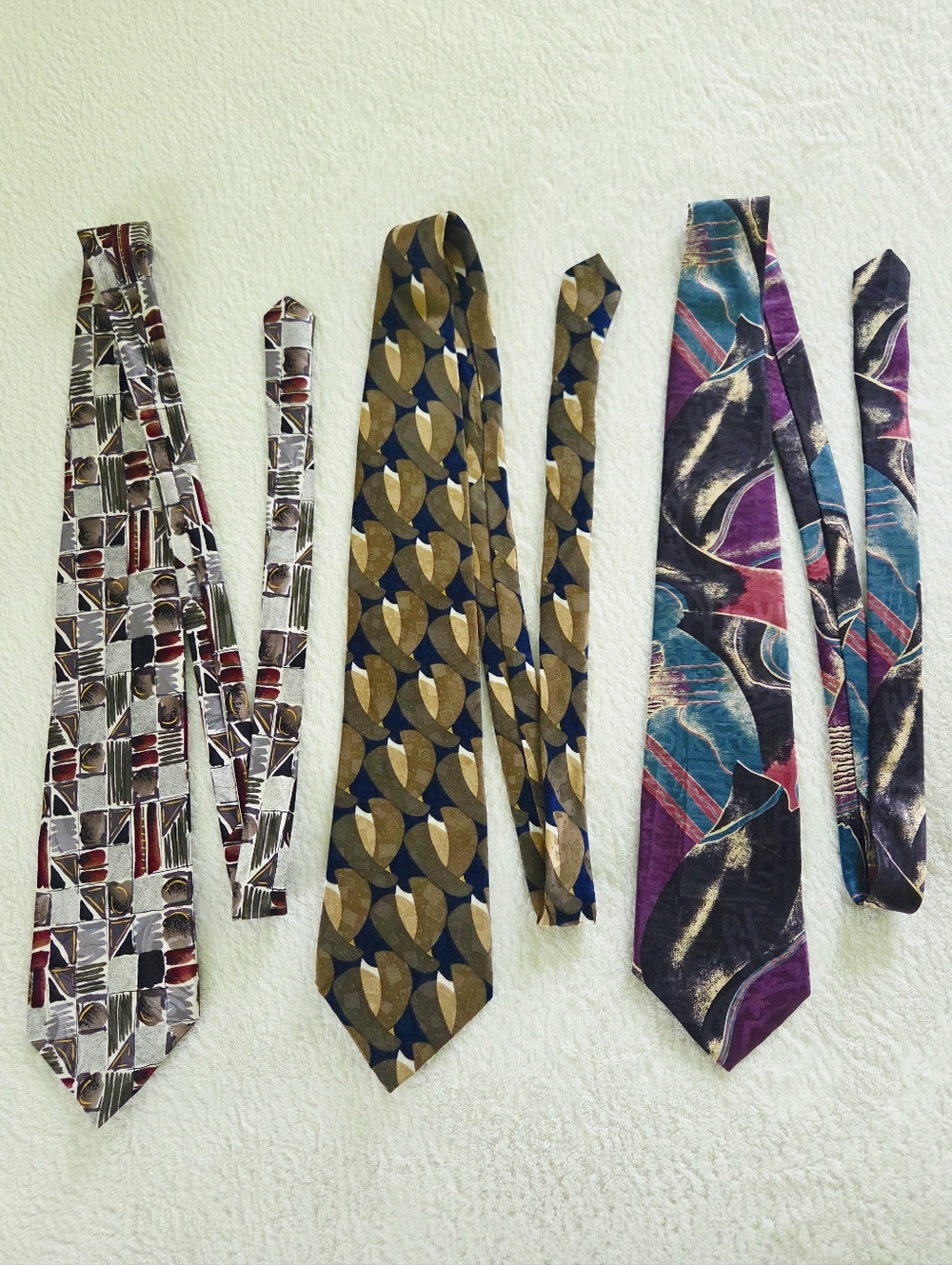 Vintage!!! Men's Multicolor Patterned Silk Neckties Set of 3